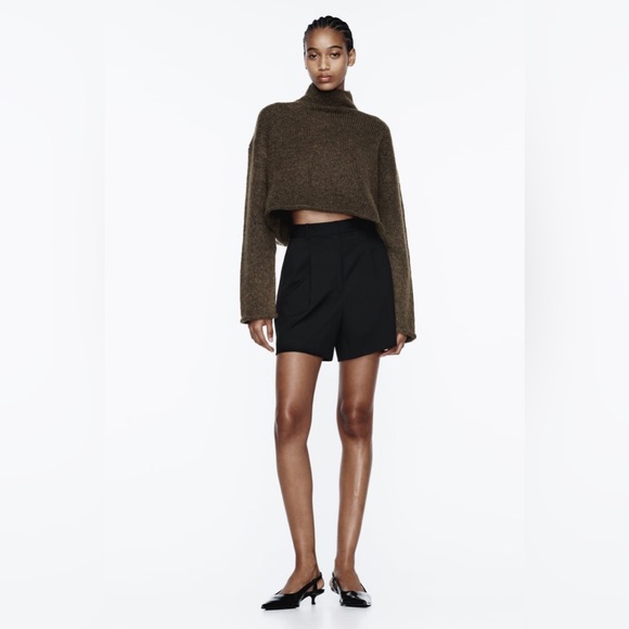 Zara Shorts Zara Nwt Pleated High Waist Shorts Black Poshmark